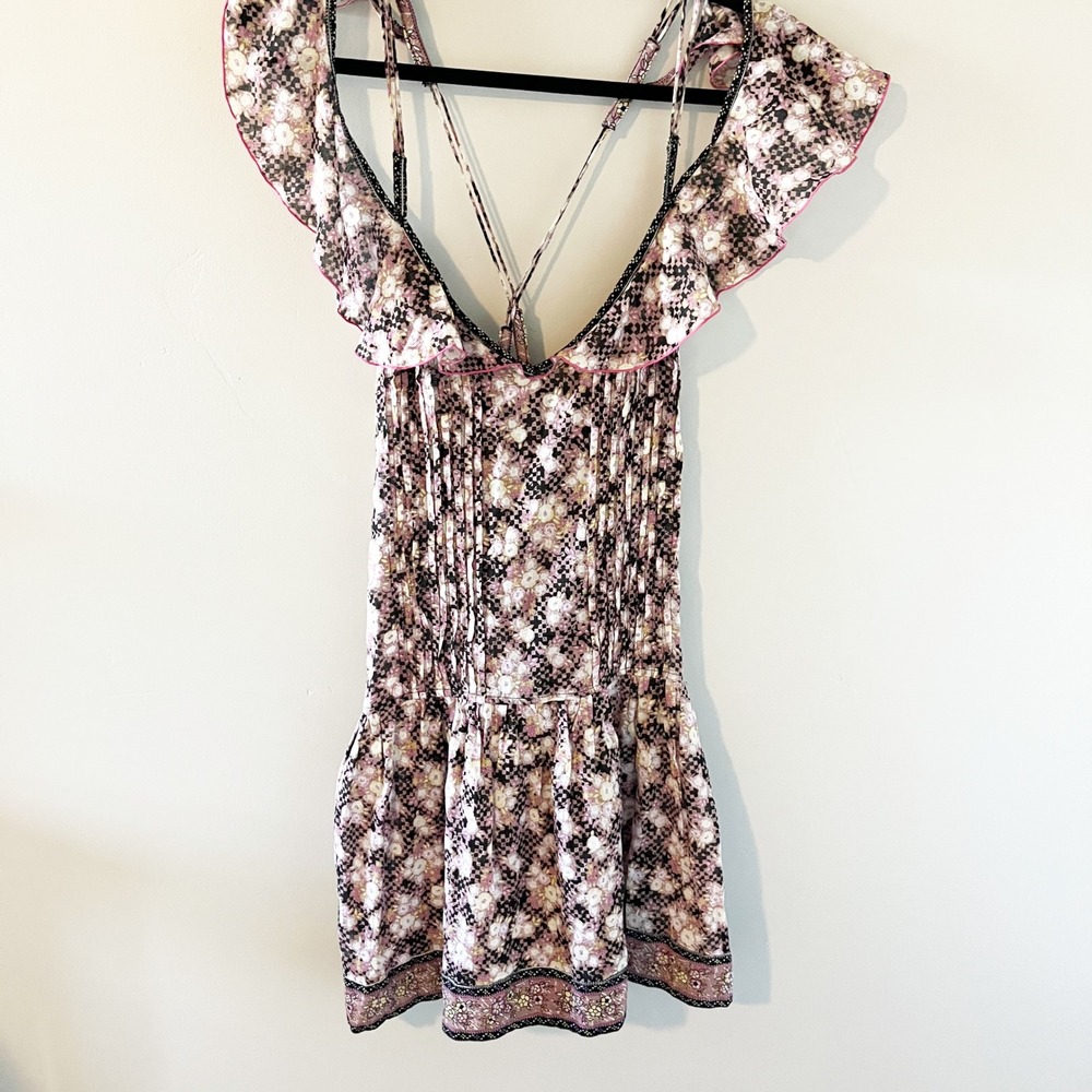 Poupette St Barth Pink Floral Print Mini Dress